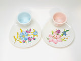 Vintage Cameron Japan Ceramic Eggs Cups with Attached Underplate