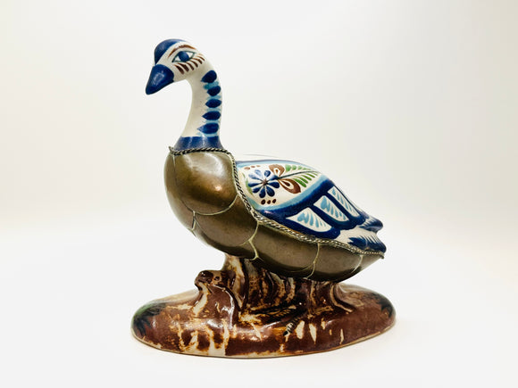 1970’s Sergio Bustamante Inspired Pottery and Bronze Bird Sculpture