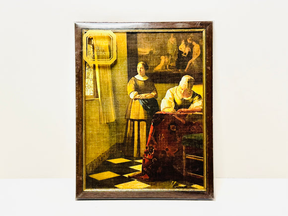 Vintage Johannes Vermeer ‘Lady Writing a Letter with her Maid ’ fabric Framed Print
