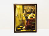 Vintage Johannes Vermeer ‘Lady Writing a Letter with her Maid ’ fabric Framed Print