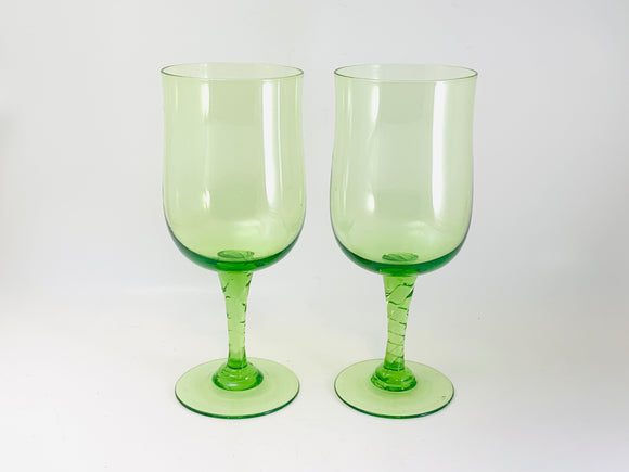 Vintage Green Glass Stemware