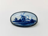 1960’s Porcelain Blue Delft Windmill Cabochon Brooch