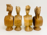 Vintage Hand Carved Wood Animal Napkin Rings
