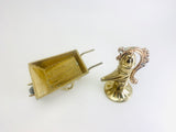 Vintage Brass Wheelbarrow and water Pump Dollhouse Miniatures