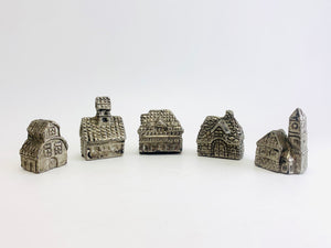 1960-80’s Cast Pewter Miniature Village Buildings