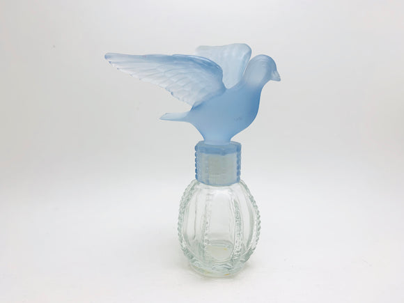 Vintage Delagar Royal Dove Glass Perfume Bottle with Blue Bird Lid