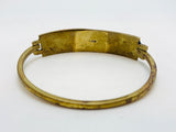 Brass Hook Hinge Bangle Bracelet with Turquoise Stone Inlay