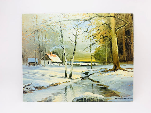 Vintage Litho on Textured Board, Winterset by Robert Wood