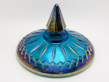 1970’s Indiana Glass Amethyst Blue Carnival Princess Candy Bowl with Lid