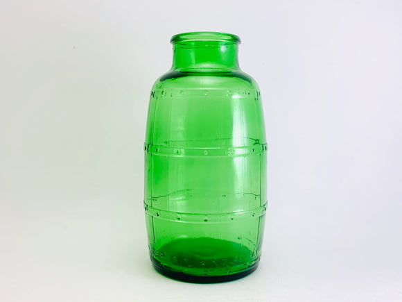 1973 Mickeys Malt Liquor green Glass Barrel Bottle, Anchor Hocking