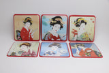 SOLD! Vintage Set of 6 Asahi “Coasters of Modern Beauties” Japan Kyoto