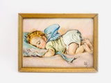 Vintage Small Framed Lithograph, Fast Asleep by Maud Tousey Fangel