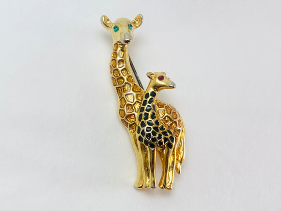 Vintage Giraffes Enamel Brooch
