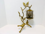 Vintage Solid Brass Birds on a Branch with Birdcage 