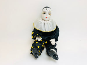 Vintage Porcelain Harlequin Clown Doll
