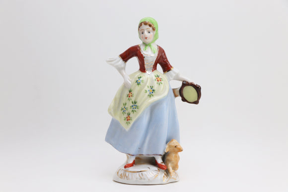 SOLD! 1940’s Occupied Japan Lady and the Lamb Porcelain Figurine