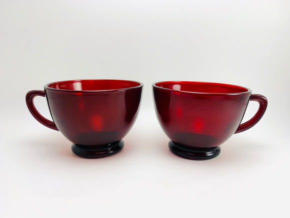 1940’s Anchor Hocking Royal Ruby Glass Tea Cups