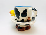 SOLD! Vintage Porcelain Cow Cup and Saucer Stand