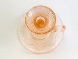 Antique Zabkowice Pink Glass Candle Stick Holder with Handle