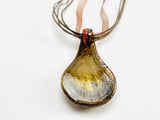 Bronze and Gold Glass Tear Drop Pendant Necklace