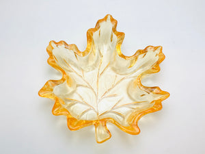 1950’s Glass Maple Leaf Dish With Orange Hue
