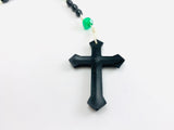 Vintage Plastic Black and Green Rosary