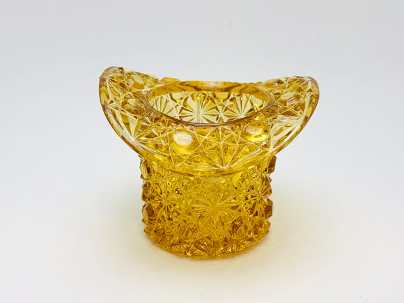 Vintage Amber Glass Daisy & Button Top Hat
