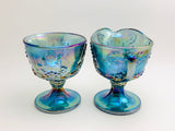 1970’s Indiana Carnival Glass, Blue Harvest Cream and Sugar Set