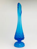 Vintage Fenton Blue Swung Glass Hobnail Vase