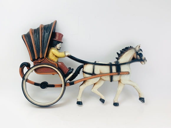 1975 Homco Plastic Horse and Carriage Wall Hanging
