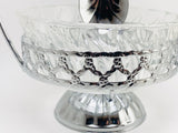 Vintage Glass Sugar Dish with Chrome Handle and Spoon