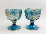 1970’s Indiana Carnival Glass, Blue Harvest Cream and Sugar Set