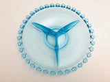 Vintage Czech Turquoise Candlewick Glass Sklo Union Divided Dish