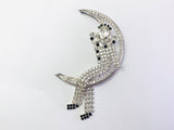 Vintage Large Pierrot Clown on the Moon Brooch