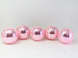 5 Vintage Pink Glass Christmas Ornaments