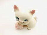 1960’s Enesco Porcelain Cat With Whiskers and a Ball of Yarn