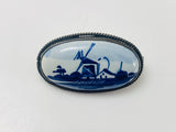 1960’s Porcelain Blue Delft Windmill Cabochon Brooch