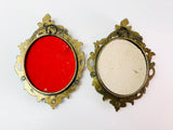 1960’s Italian Mod Dep Ornate Small Oval Framed Prints, Convex Glass