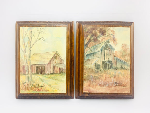 2 Vintage Shirley Kinsman Originals on Wood