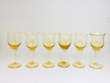 Vintage Czech Amber Twisted Stem Cordial Glass Set