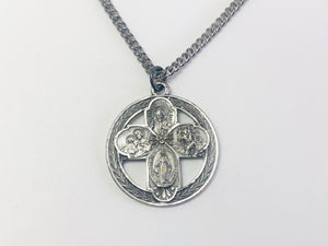 Vintage Sterling Silver 4 Way Cross Pendant Necklace