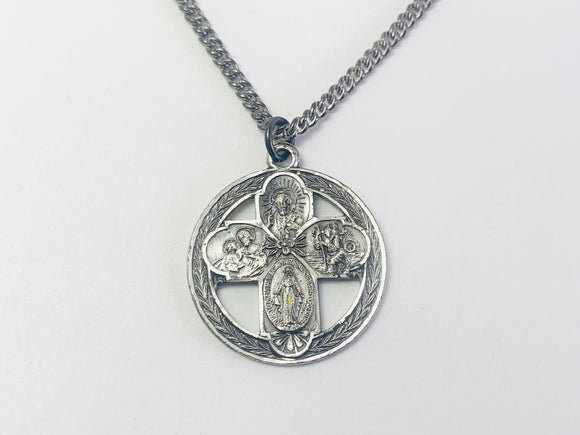 Vintage Sterling Silver 4 Way Cross Pendant Necklace
