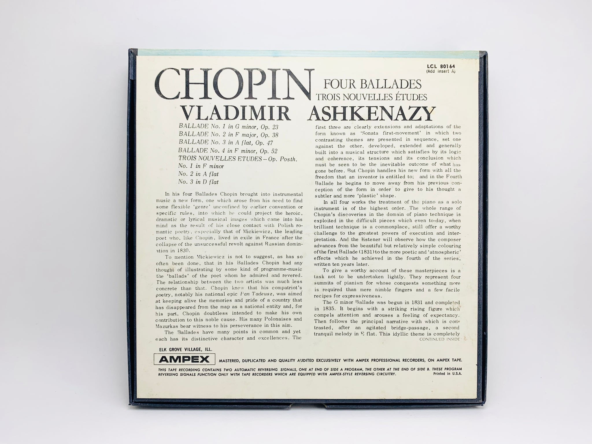 SOLD! 1960's Chopin Ashkenazy, Four Ballades Reel to Reel 4 Track