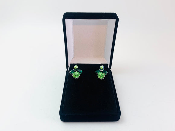 Vintage Green Rhinestone Angel Earrings for Pierced Ears