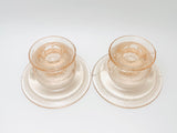 SOLD! 1930s Federal Glass Pink Depression Madrid Candlestick Holders