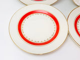Vintage Homer Laughlin Eggshell Red Stripe 18k Small Plate Set