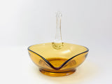 Vintage Amber Glass Swan Dish