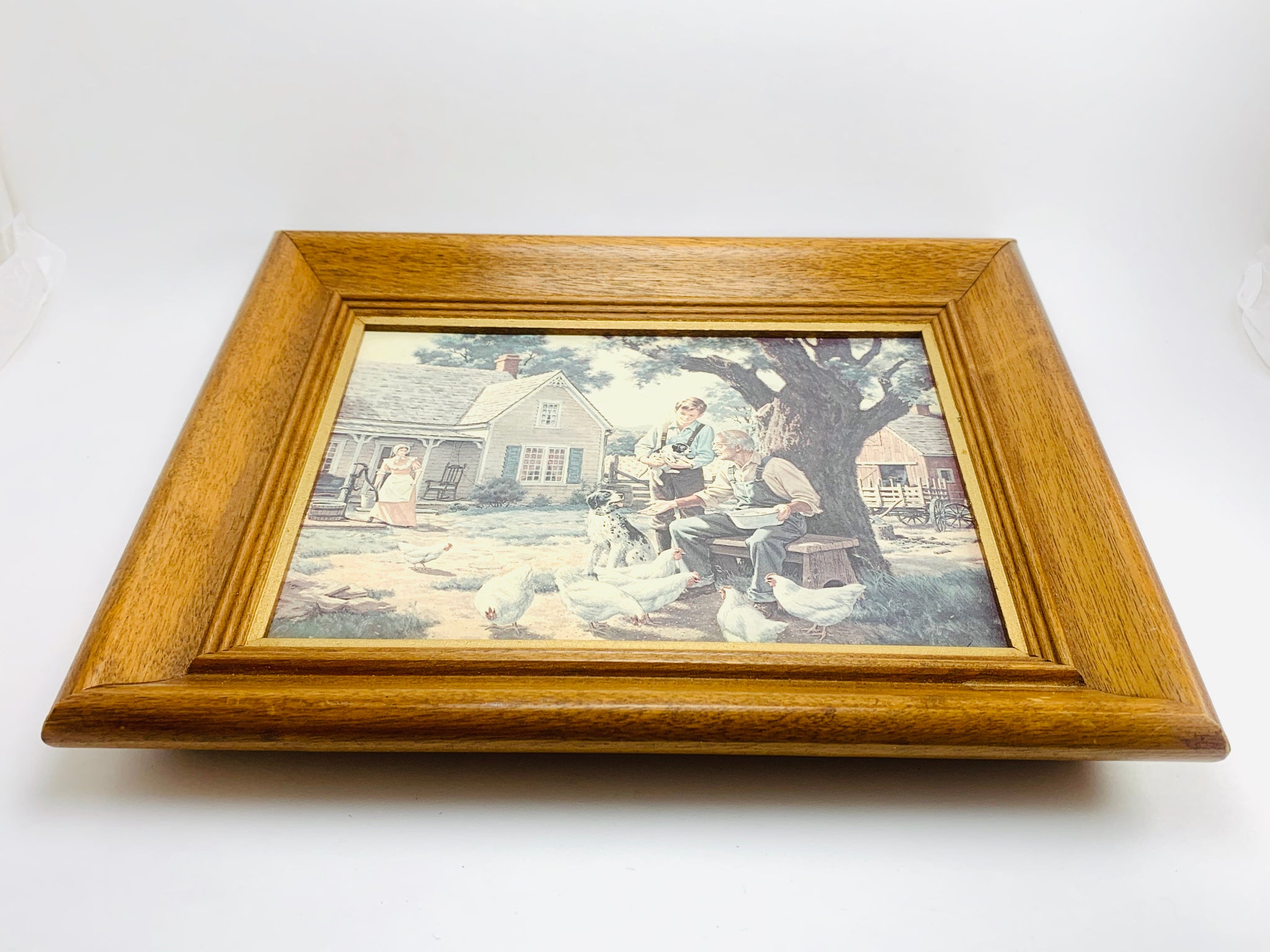 2 M.Nue Vintage Farm Scene Framed Art Prints