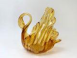 Vintage Amber Glass Swan