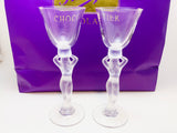 Vintage Bayel France Nude Woman Cordial Glass, Frosted Crystal Stemware